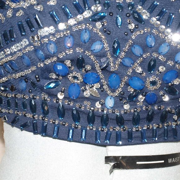 Blue Jeweled HALTER TOP Size 3 BY SEQUIN HEARTS USED FOR PHOTO SHOOTS - Picture 3 of 10